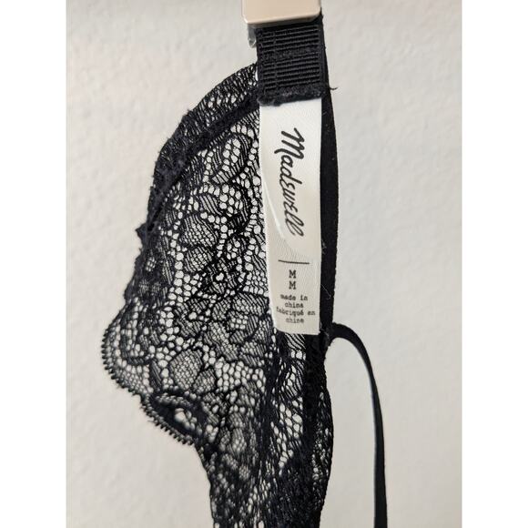 MADEWELL‎ Black Lace Longline Bralette Dark Romantic Sheer Lined Whimsigoth Sz M - Picture 6 of 6